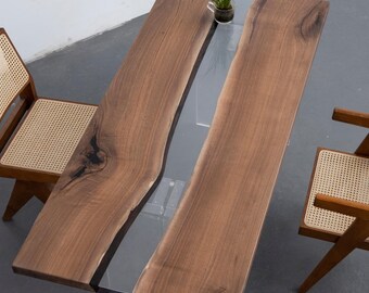 Handmade Black Walnut Epoxy Table – Custom Dining or Conference Table