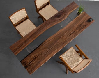 Handmade Black Walnut Epoxy Table – Custom Dining or Conference Table