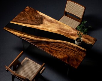 Custom Walnut Epoxy Table – Handmade Dining or Conference Table