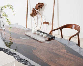 Custom Black Walnut Epoxy Table – Ice Cracker Design, Handmade