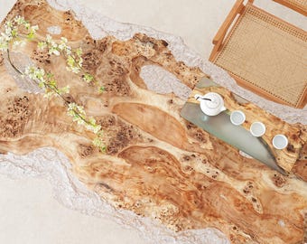 Handmade French Poplar Epoxy Table – Custom Polar Design