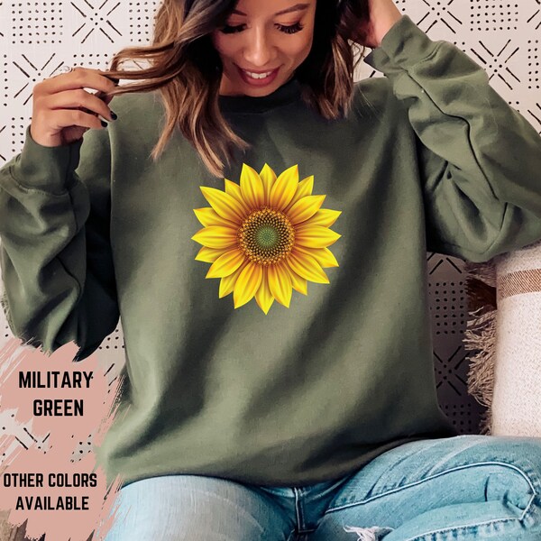 Green Sunflower Sweater Etsy