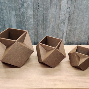 Fuzzy Triple Square Plant Succulent Cactus Ornate Garden Planter Pot Home Decor Organizer 3D Printed