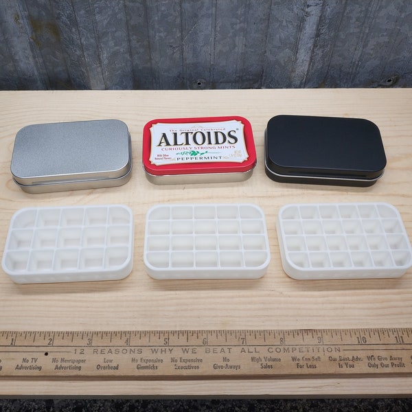 Seven Star Altoids Tin Tray Insert Organizer Art Palette Bugout Pill Box with options, 15 slot, 20 slot or 24 slot