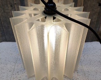 3D Printed 16 PT Star Shaped Pendant Light Large Frosted Clear Lamp Shade 9.8" x 9.8" with 12ft cord + Edison LED Bulb - Free Shipping