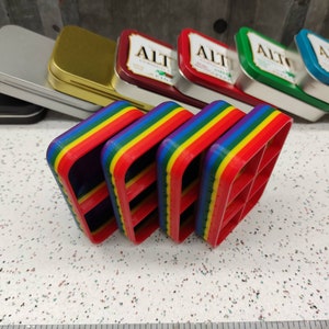 Seven Star Altoids Tin Tray Insert Organizer Rainbow Pride Jewelry Organizer Bugout Storage Box with 2 slot, 3 slot, 4 slot or 6 slot