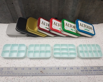 Seven Star Altoids Tin Tray Insert Organizer Art Palette Bugout Pill Box with options, 6 slot, 8 slot, 9 slot or 10 slot - Baby Blue Edition