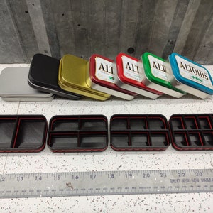 Seven Star Altoids Tin Tray Insert Organizer Jewelry Survival Bugout Fishing Pill Box with 2 slot, 4 slot, 6 slot or 8 slot - Thin Red Line