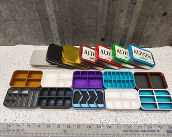 Lot of 10 #8 Seven Star Altoids Tin Tray Insert Organizer Art Palette Bugout Survival Pill Box - Random Colors Layouts Blem Multitone