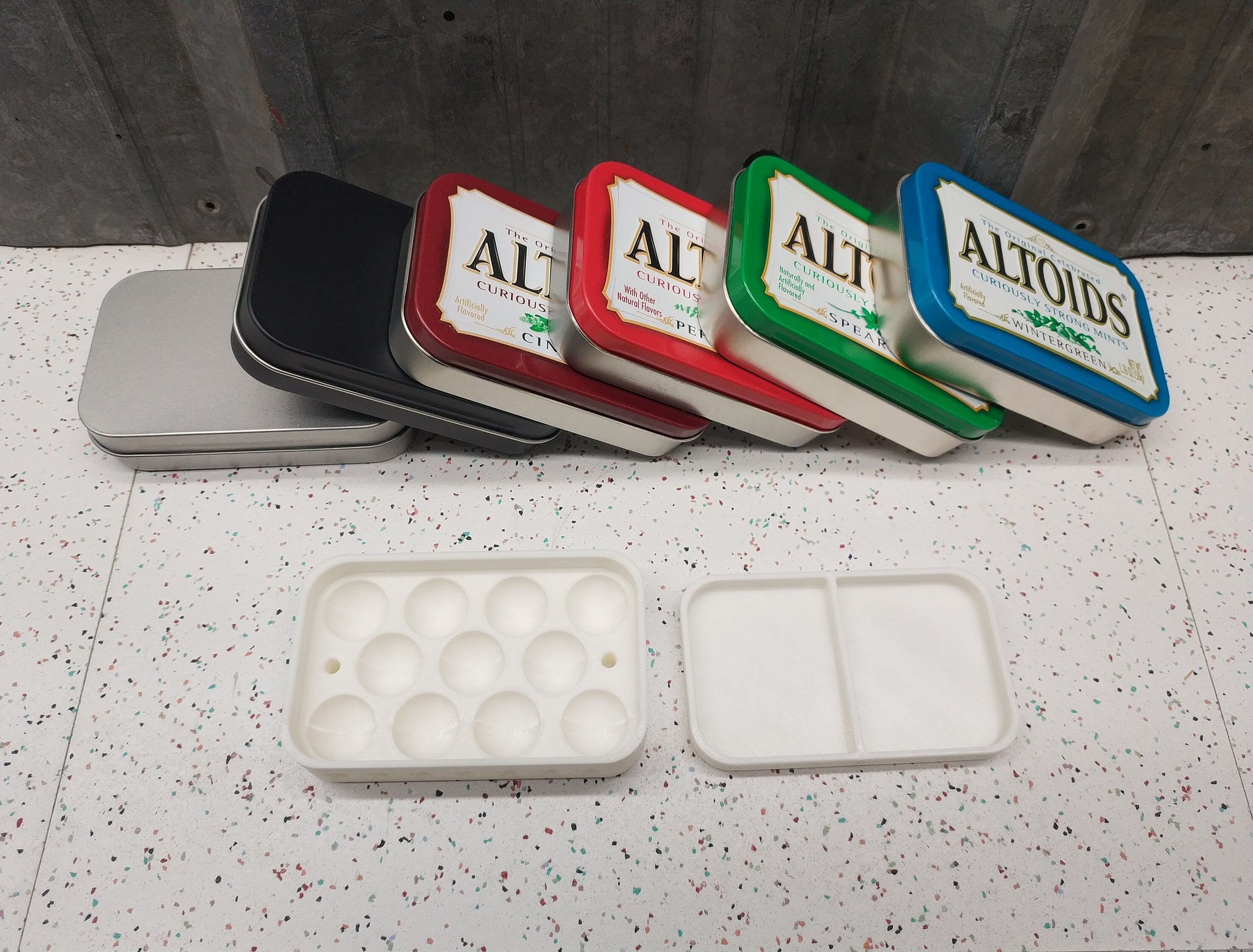 Seven Star Altoids Tin 2 Level Double Tray Insert Organizer Round Well Art Palette with 13 slot openings