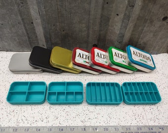 Seven Star Altoids Tin Tray Insert Organizer Art Palette Bugout EDC Pill Box Gift Idea with 4, 6, 7 or 14 slot openings - Teal Edition