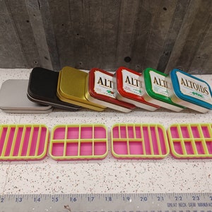 Seven Star Altoids Tin Tray Insert Organizer Art Palette Bugout Pill Box with 7, 8, 9 or 10 slots - 80&#39;s Themed