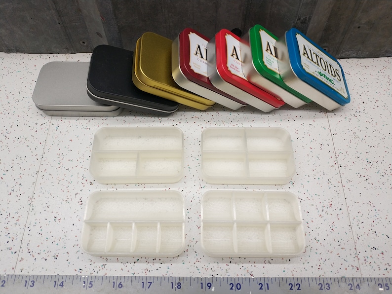 Seven Star Altoids Tin Tray Insert Organizer Art Palette Bugout Pill Box with 3, 4, 5 or 6 slots CLEAR Edition afbeelding 1