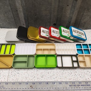 Lot of 10 #6 Seven Star Altoids Tin Tray Insert Organizer Art Palette Bugout Survival Pill Box - Random Colors Layouts Blem Multitone