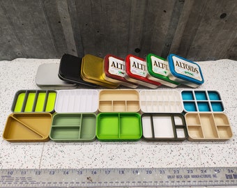 Lot of 10 #6 Seven Star Altoids Tin Tray Insert Organizer Art Palette Bugout Survival Pill Box - Random Colors Layouts Blem Multitone