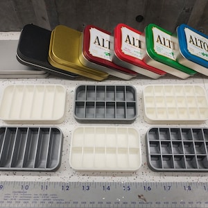 Seven Star Altoids Tin Tray Insert Organizer Art Storage Bugout Pill Box  w/ 6 slots, 12 slots or 18 slots / 2 Colors / 7 Tin Options