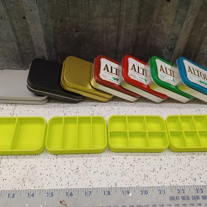 Seven Star Altoids Tin Tray Insert Organizer Art Palette Bugout Pill Box with 4, 6 or 8 slots - Key Lime Edition
