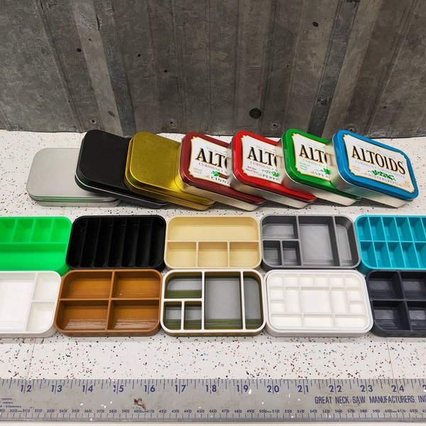 Lot of 10 #3 Seven Star Altoids Tin Tray Insert Organizer Art Palette Bugout Survival Pill Box - Random Colors Layouts Blem Multitone