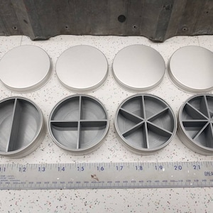 Seven Star Round Tin Tray Divider Insert Organizer Circular Medicine Bugout Weekly SILVER Pill Box with 2, 4, 6 or 8 slots - Tin Included