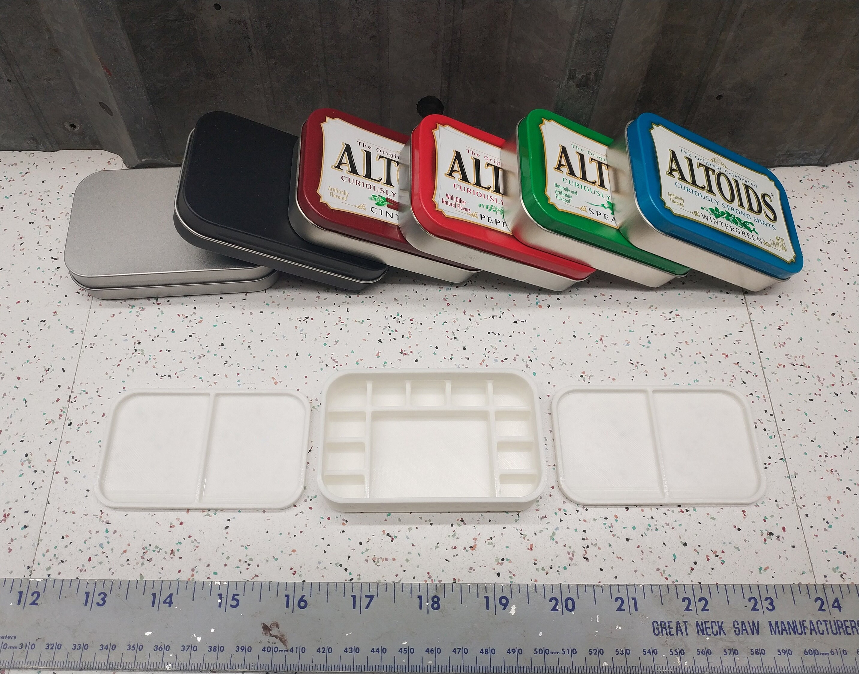 Seven Star Altoids Tin 3 Layer Tri Level Triple Tray Insert Organizer Art Palette Bugout Pill Box with 16 slot openings