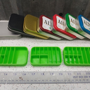 Seven Star Altoids Tin Tray Insert Organizer Art Storage Survival Fishing Bugout 7 slots, 9 slots or 11 slots / 7 Tin Options - Apple Green