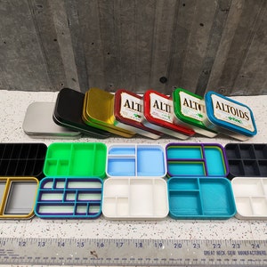 Lot of 10 #10 Seven Star Altoids Tin Tray Insert Organizer Art Palette Bugout Survival Pill Box - Random Colors Layouts Blem Multitone