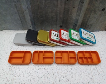 Seven Star Altoids Tin Tray Insert Organizer Art Palette Bugout Pill Box with 3, 4, 5 or 6 slots - Burnt Orange Edition