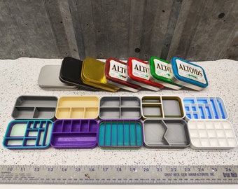 Lot of 10 #2 Seven Star Altoids Tin Tray Insert Organizer Art Palette Bugout Survival Pill Box - Random Colors Layouts Blem Multitone