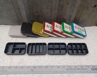 Seven Star Altoids Tin Tray Insert Organizer Art Palette Bugout Pill Box with 4, 5, 6 or 8 slots - Dark Gray Edition