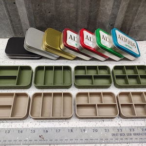 Seven Star Altoids Tin Tray Insert Organizer Palette Fishing Military Bugout Pill Box with 3 slot, 4 slot, 5 slot or 6 slot - OD Green / FDE