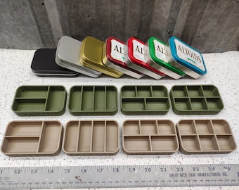 Seven Star Altoids Tin Tray Insert Organizer Palette Fishing Military Bugout Pill Box with 3 slot, 4 slot, 5 slot or 6 slot - OD Green / FDE