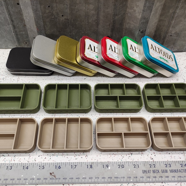 Seven Star Altoids Tin Tray Insert Organizer Palette Fishing Military Bugout Pill Box with 3 slot, 4 slot, 5 slot or 6 slot - OD Green / FDE