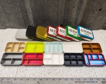 Lot of 10 #10 Seven Star Altoids Tin Tray Insert Organizer Art Palette Bugout Survival Pill Box - Random Colors Layouts Blem Multitone