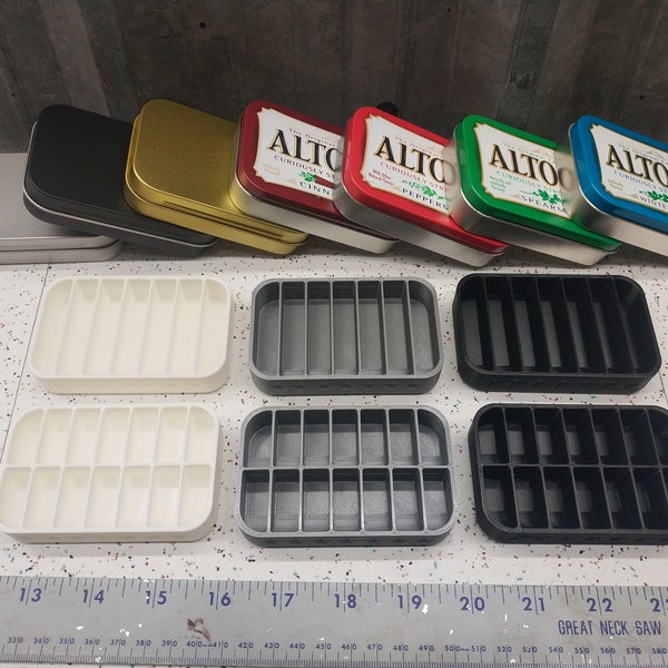 Seven Star Altoids Tin Tray Insert Organizer Art Storage Bugout 1 / 2 Week Pill Box AM PM w/ 7 slots or 14 slots / 3 Colors / 7 Tin Options