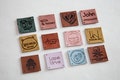 Beautiful faux leather personalized tags.  Clothing labels. Custom leather labels. Garment labels. Tags with OR without holes. Square tags product logo