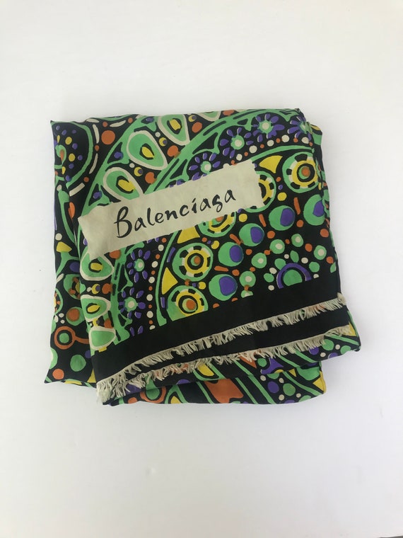BALENCIAGA vintage 1960s Silk Scarf - Geometric Pr