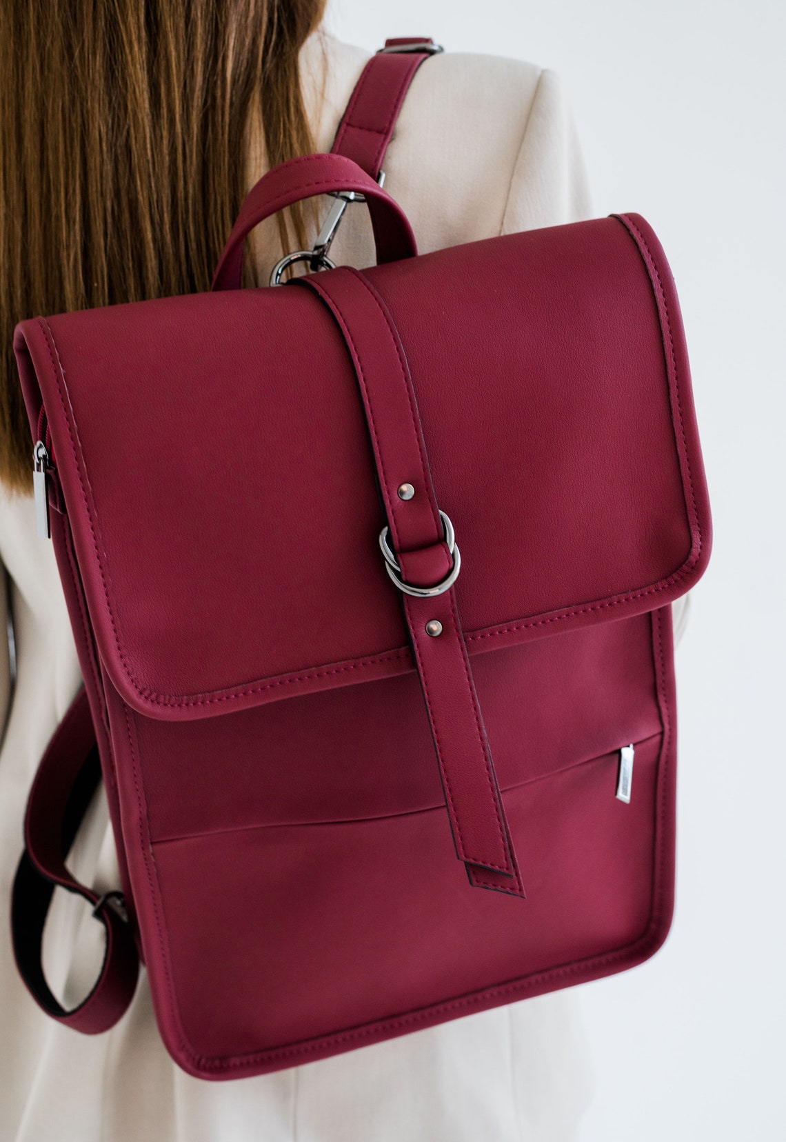 Laptop Backpack Minimal Style Stylish Backpack Vegan Etsy