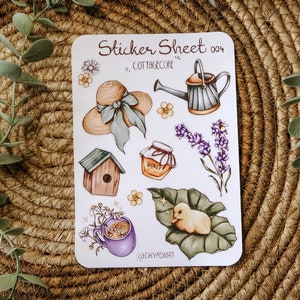 Cottagecore - Sticker Sheet, Art Sticker Sheet, Journaling Cute Stickers, Scrapbooking Stickers, Bullet Journal Stickers, Aesthetic, Garden