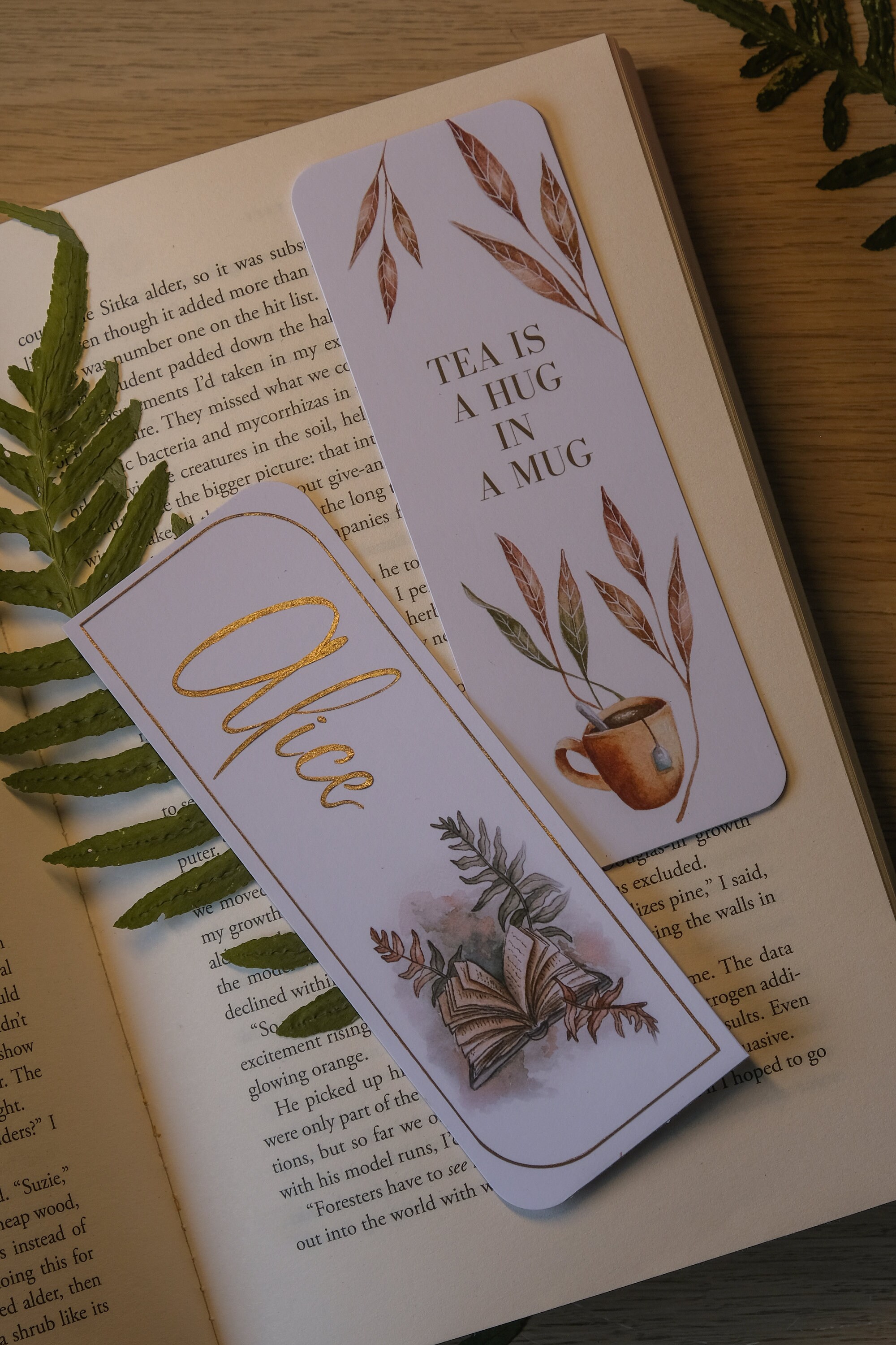 Set of Two Custom Bookmarks Bookmark With Name Personalized Etsy