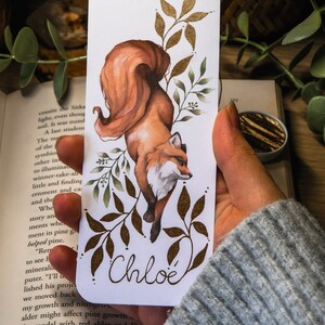 Personalized fox bookmark with tassel, personalized gifts for book lovers, watercolour fox art bookmark, bookmark with name, book worm gift zdjęcie 6