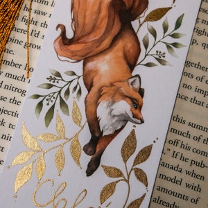 Personalized fox bookmark with tassel, personalized gifts for book lovers, watercolour fox art bookmark, bookmark with name, book worm gift zdjęcie 4