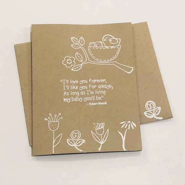 I love you my baby... paper bag folding card- blank inside. Matching envelope available. Just because/ Birthday/ I miss you/ Thinking of you