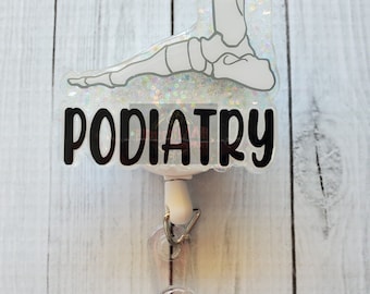 Glitter Podiatry Badge Reel: Foot Doctor, MA Gift