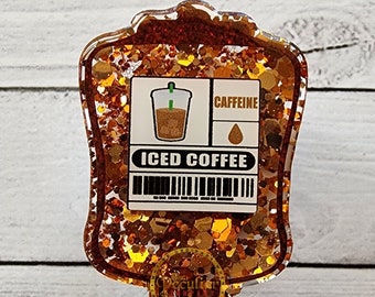 Iced Coffee Blood Bag Badge Reel, Badge Holder, Nursing badge reel, healthcare, funny badge reel, workplace humor, latte, caffeine
