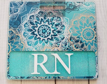Blue Mandala Badge Buddy (Various sizes), nursing, RN, CNA,RRT, Rt, md, healthcare, work(Variety of sizes)