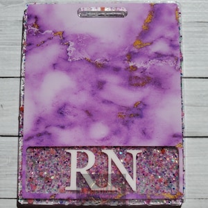 Purple Gold Marble Badge Buddy: Glitter Nurse Badge Card