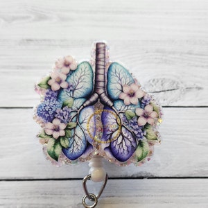 Flowery Lungs Badge Reel: Respiratory Therapist Gift