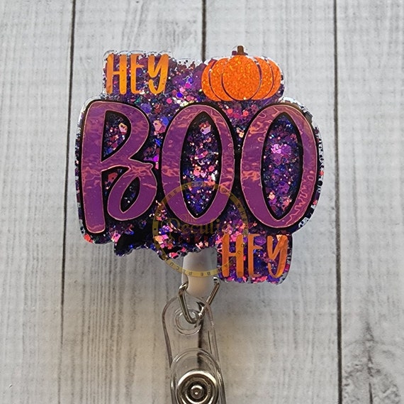 Hey Boo Hey Badge Reel, Fall, Halloween Badge Holder, Seasonal