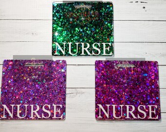 Glitter Nurse Badge Buddy: Custom Acrylic ID Holder