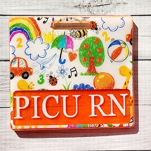 Children&#39;s Doodle Badge Buddy (Variety of Sizes), NICU, PICU, Nurse badge backer, badge card, pediatrics